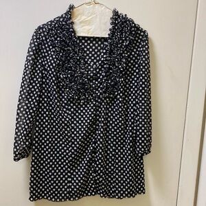 Woman’s blouse black button top with white polka dots